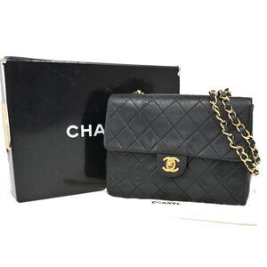 CHANEL CC Mini Matelasse Chain Shoulder Bag Leather Black GHW Vintage 373RL273